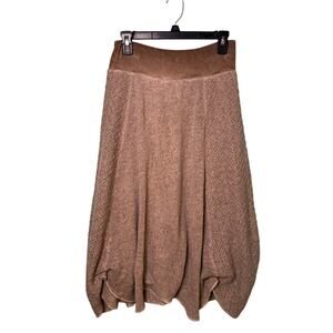Saga Textured Knit Skirt Womens LG Boho Balloon Hem Neutral Lagenlook Renn Faire